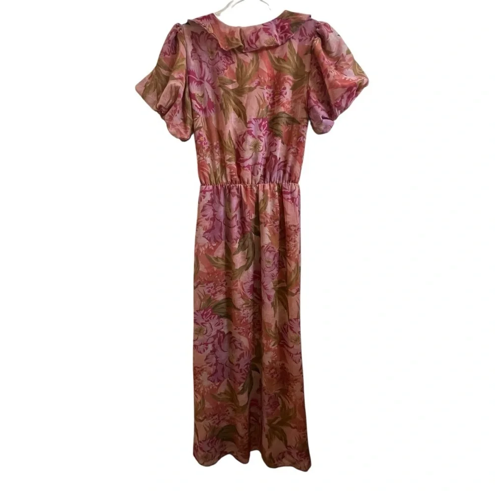 Show Me Your MuMu Verity Pink Floral Garden Party High Low Midi Dress SZ XS - Picture 3 of 14